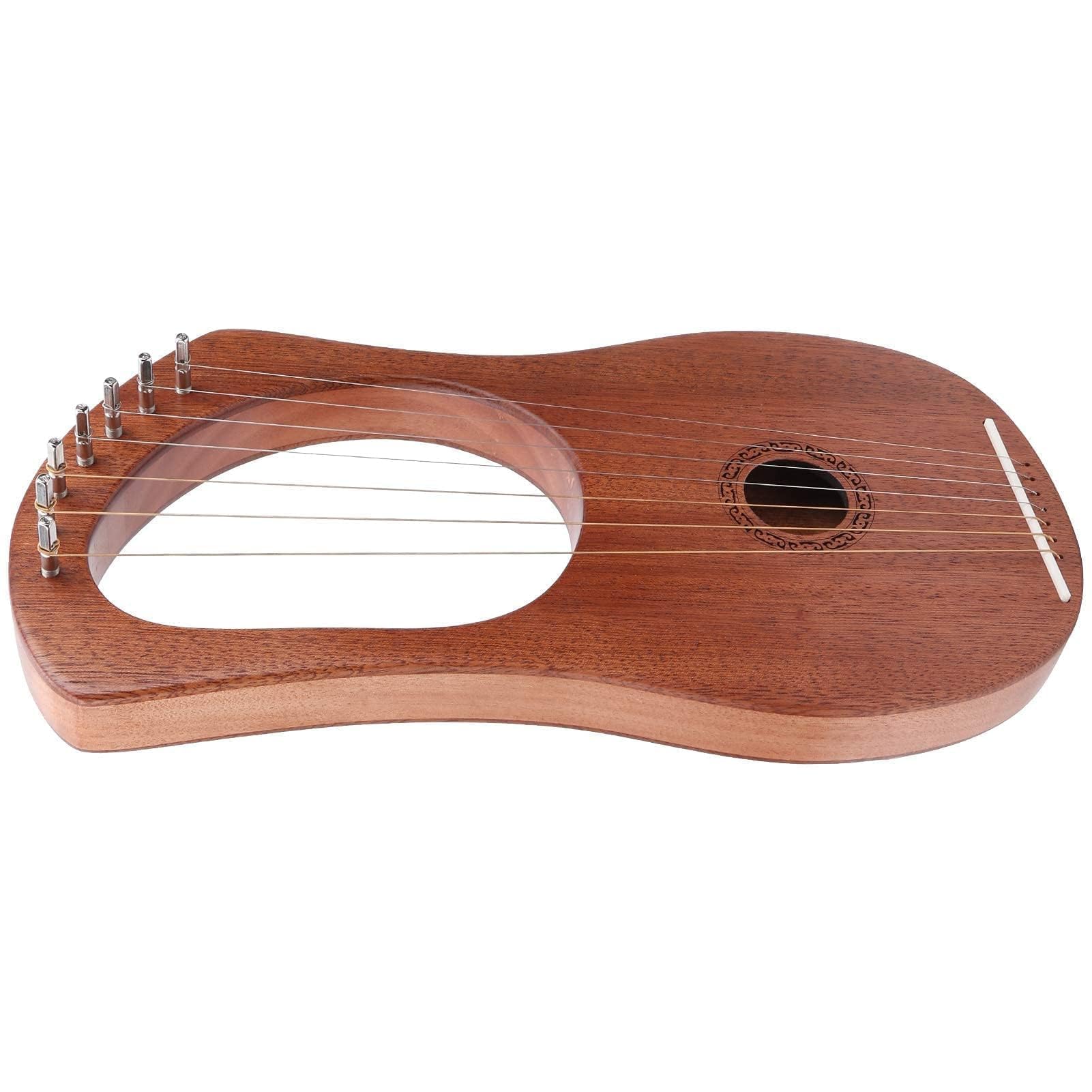 Arpa de lira Arpa peque?a port¡§¡étil Palisandro Cuerda estable duradera Llave giratoria port¡§¡étil Madera 7 Instrumento de Arpas Instrumentos de cuerda