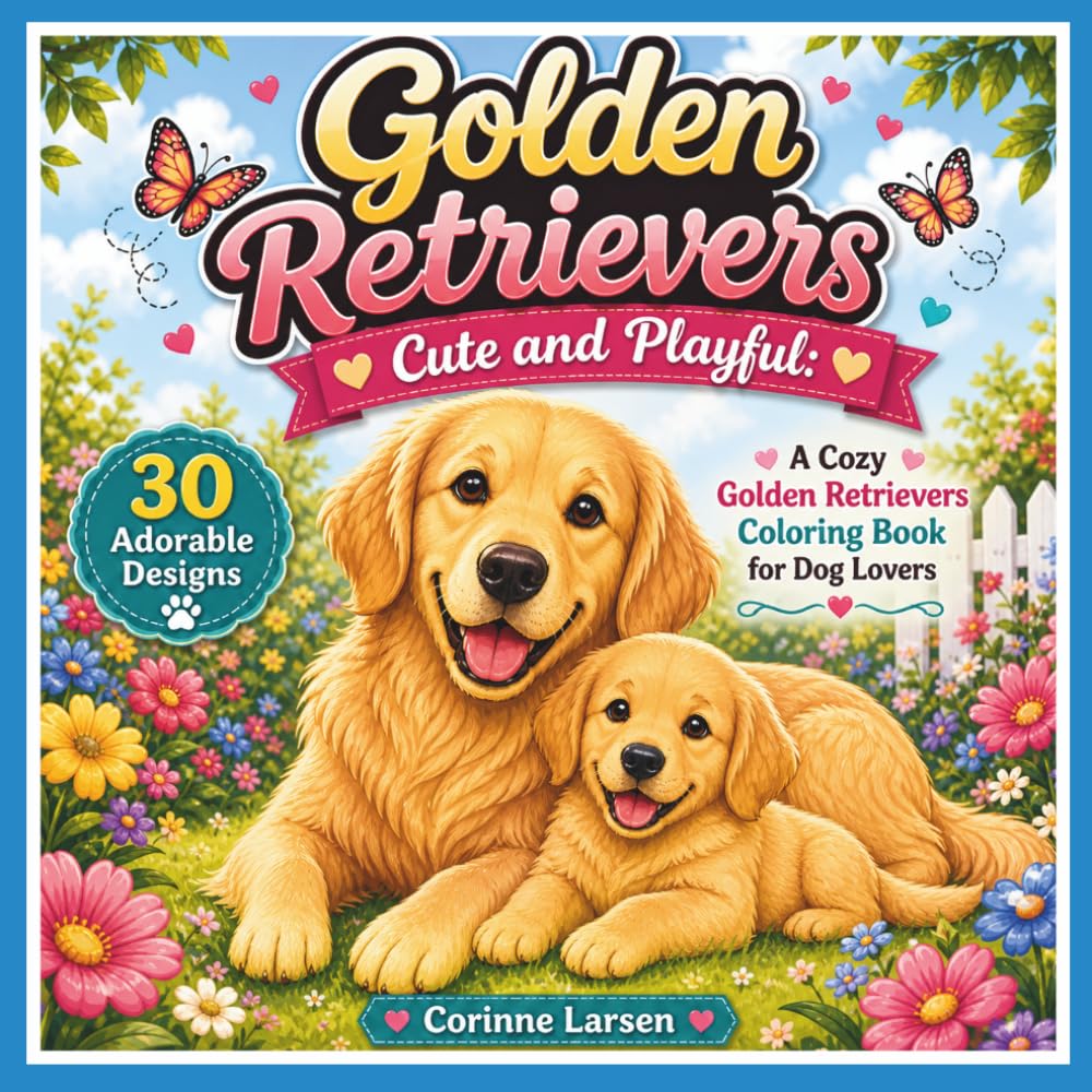 Golden Retrievers Cute and Playful: A Cozy Golden Retrievers Coloring Book for Dog Lovers (Cute & Playful A Cozy Coloring Book for Dog Lovers)