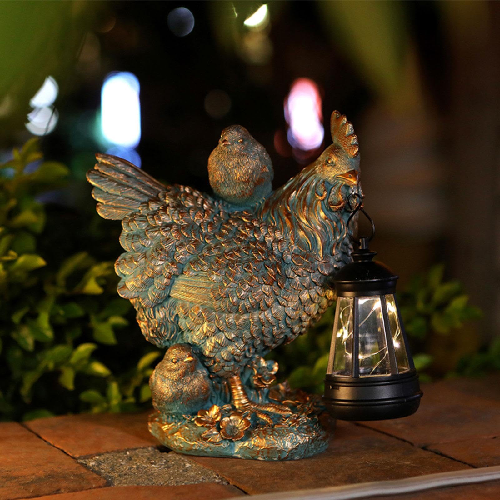 LOVIVER Estatua de de jardín con luz Solar, Figura de Animal, lámpara, artesanía, Escultura, decoración Exterior para jardín, Patio y, Bronce