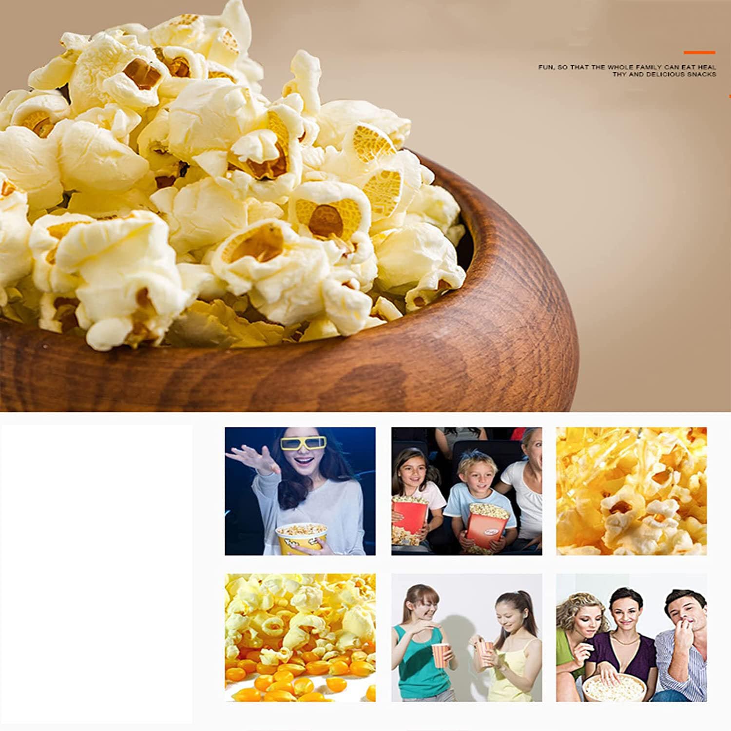 Mini Macchina per Popcorn per Popcorn, Macchina per Popcorn ad Aria Calda, Macchina per Popcorn Domestica Senza Olio da 1200 W, per Home Cinema, Qualsiasi Festa