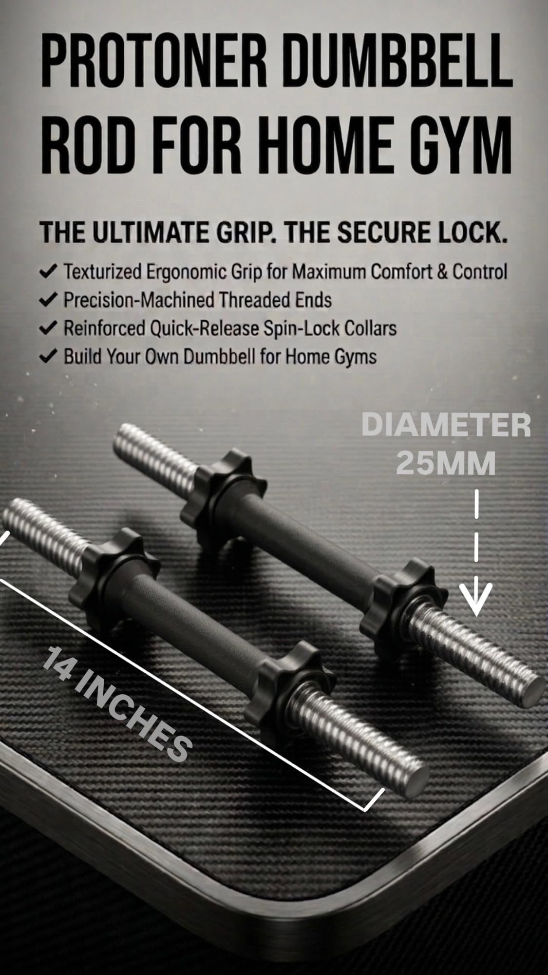 Protoner Dumbbell Rod pair for home gym