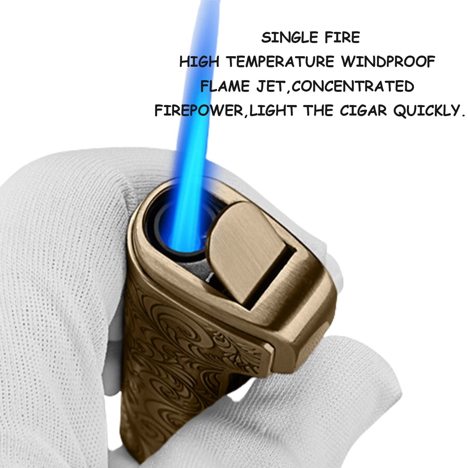 Butane Jet Lighter Gas Torch Turbo Briquet Art Sculpté Briquet à Gaz Gonflable Coupe-Vent Allume-Cigare sans Gaz avec Boîte-Cadeau