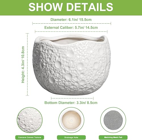 Miniatura 2 de Macetas de cerámica para plantas, maceta de 6 pulgadas para interiores y exteriores, macetas decorativas para orquídeas con orificio de drenaje,