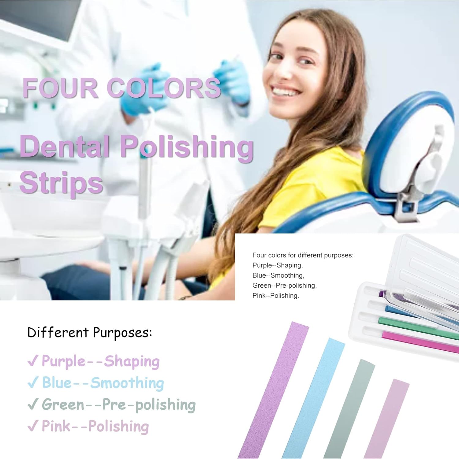 DAUERHAFT 60Pcs/Pack Dental Polishing Strips,Dental Abrasive Strips