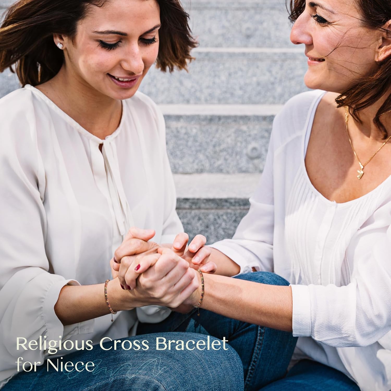 Christian Inspirational Bracelet Gifts for Women: Religious Cross Beads Bracelet Baptism Christmas Day Gifts for Godmother Mom Daughter Sister Friend - Image 6