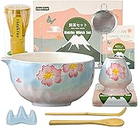 Vista 14 de Clay&Fire Juego de batidor de matcha, juego de matcha de cerámica, cuenco de matcha con boquilla y batidor, kit de té Matcha de 9 piezas