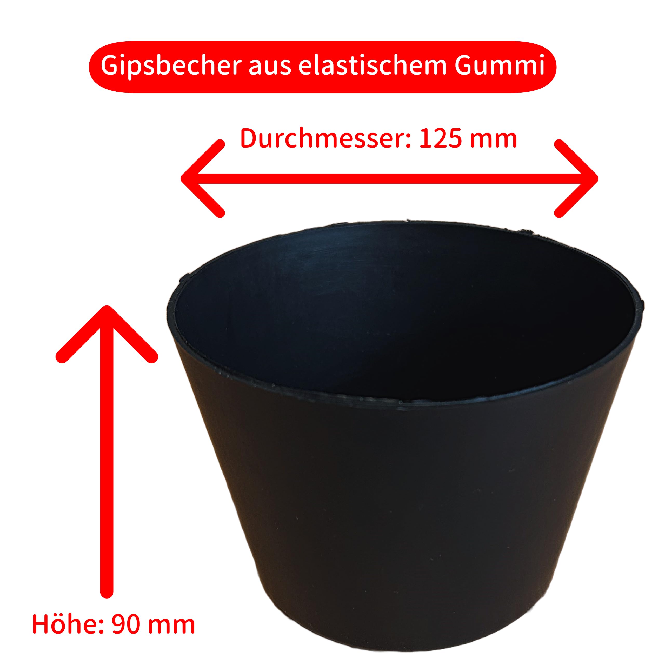KERAflott Reliefgießpulver weiß 10 kg (2x 5 kg) mit Gipsbecher in schwarz (Durchmesser: 125 mm und Höhe 90 mm)