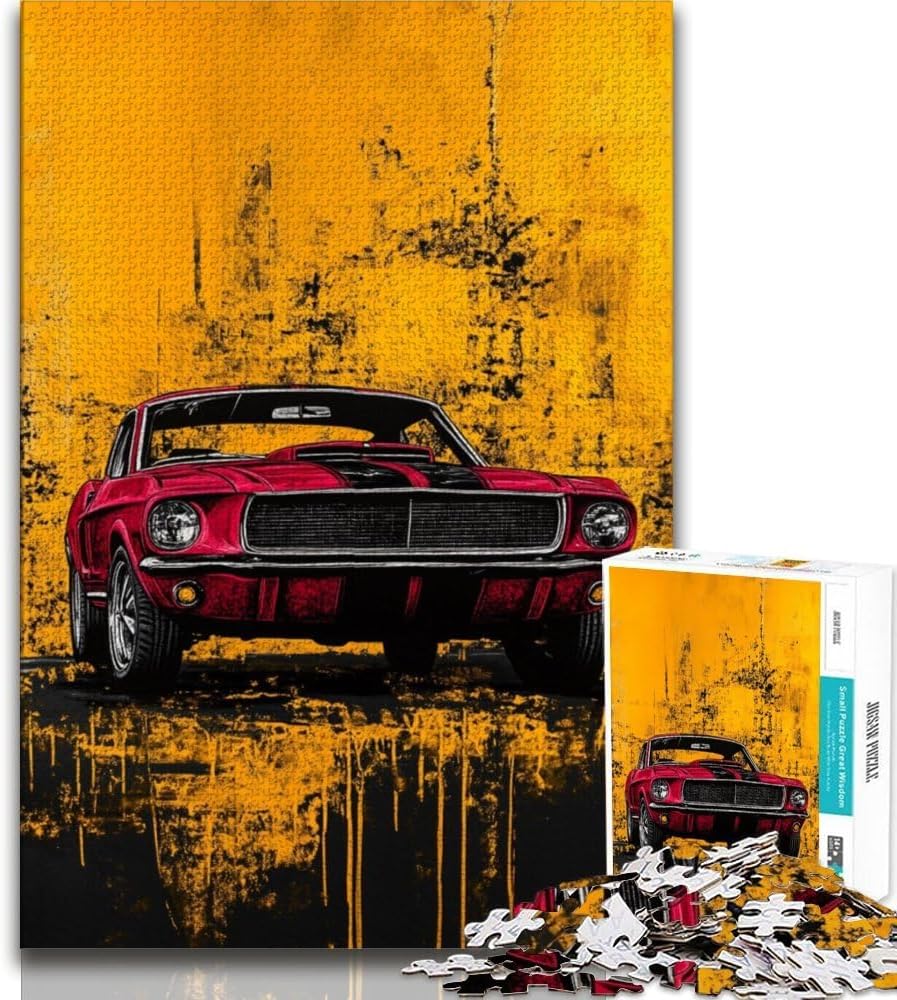 Golden Sports Car 1000 Piece Jigsaw Puzzles,Help The Brain Exercise Addictive Toys to Cultivate Patience Unique Challenge Game (38x26cm)