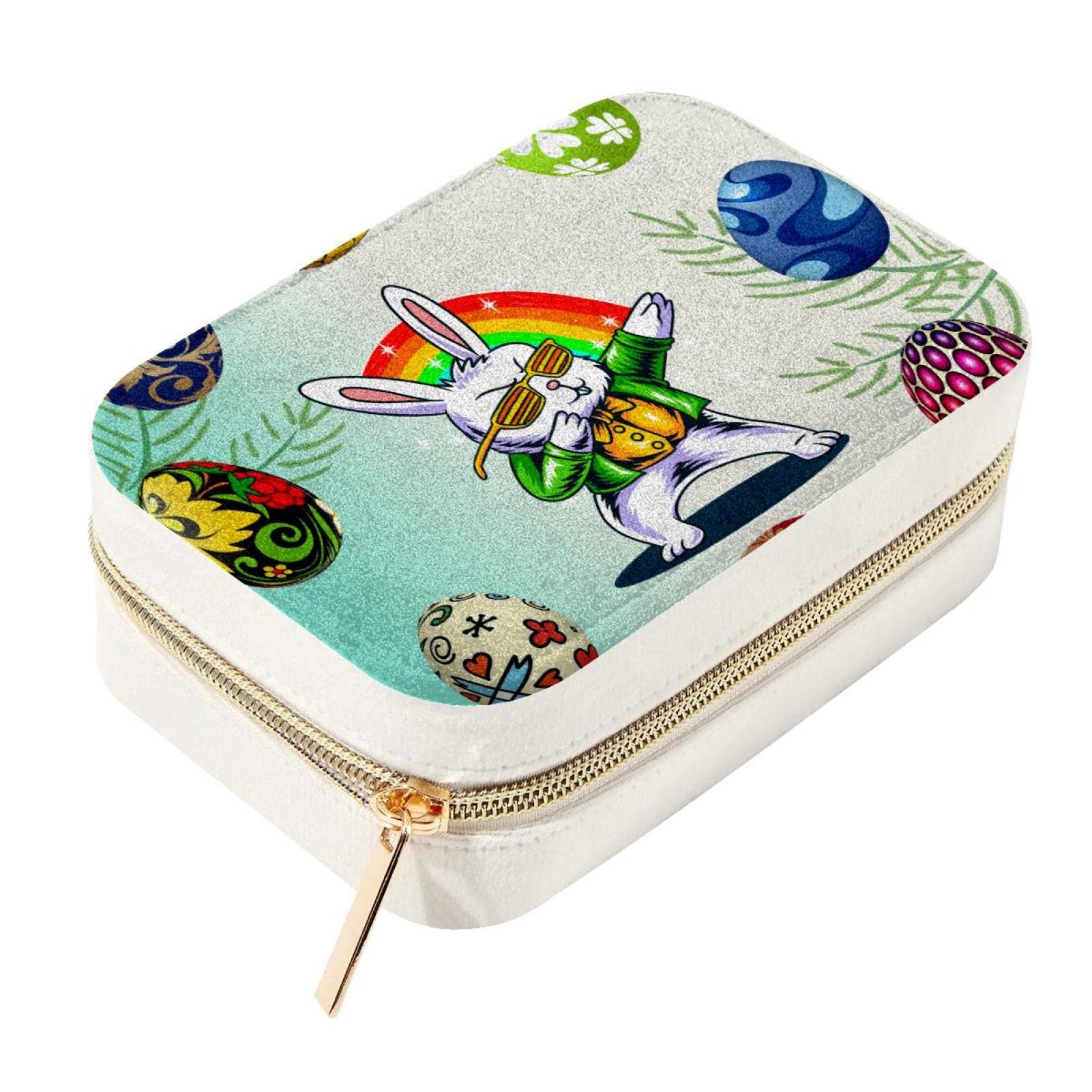 Bolsa de joyería con cremallera de metal y caja de almacenamiento de terciopelo pequeña