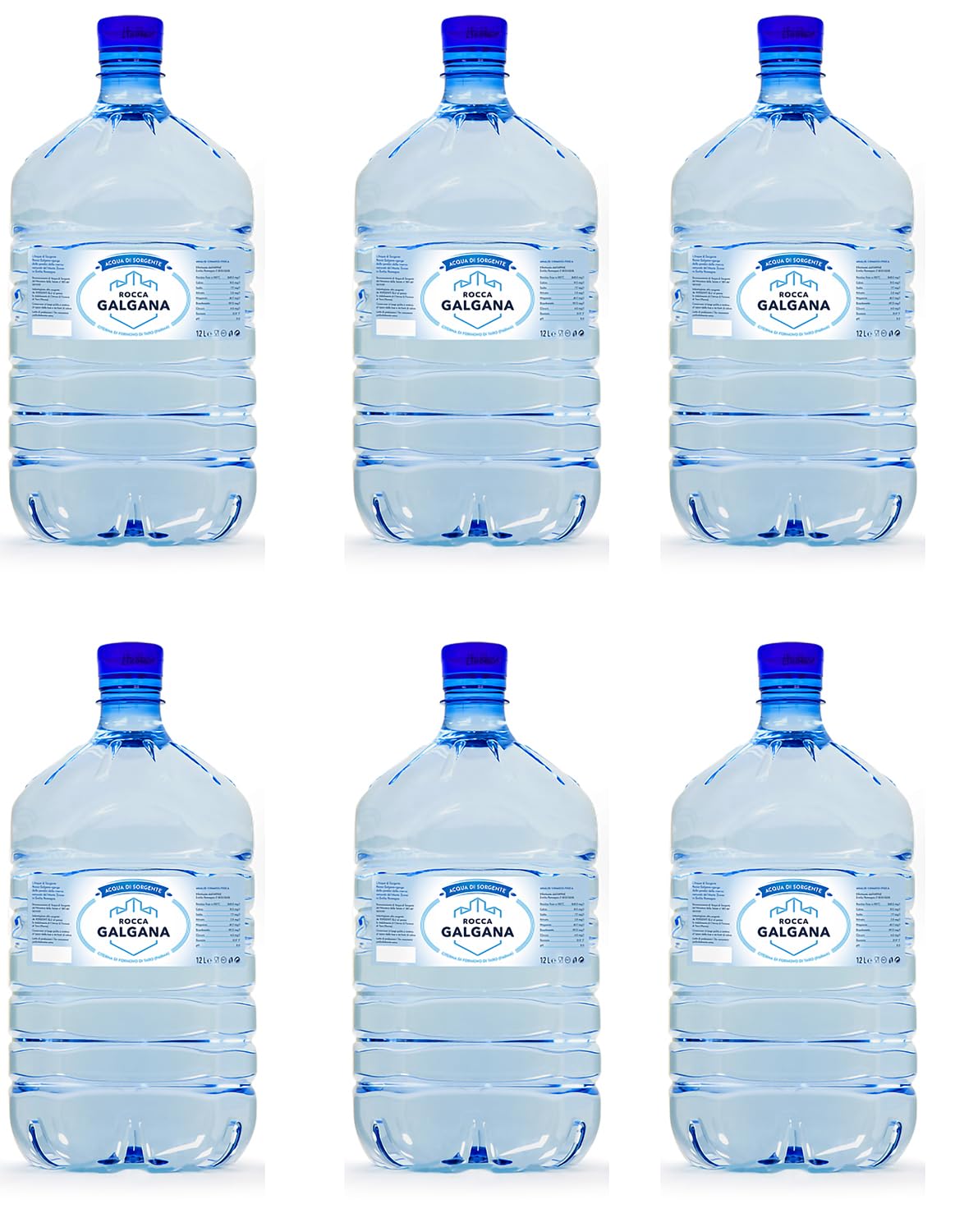 GOVITA - Set mit 6 | Natürlicher Wasserkanister 12 Liter aus PET Einweg mit Standardanschluss für Spender - Trinkflaschen Haus und Büro - Höhe 45 cm (6)