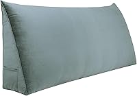 Vista 13 de Johnear Almohada triangular para cabecero, almohada de cuña de algodón y lino, almohada grande para respaldo de lectura para sofá y cama, soporte