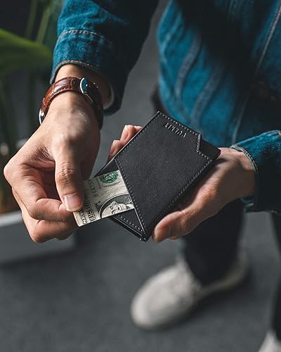 Miniatura 5 de VULKIT Cartera de tarjetas desplegable con bloqueo RFID, funda delgada de aluminio para tarjetas bancarias con bolsillo para dinero de negocios para