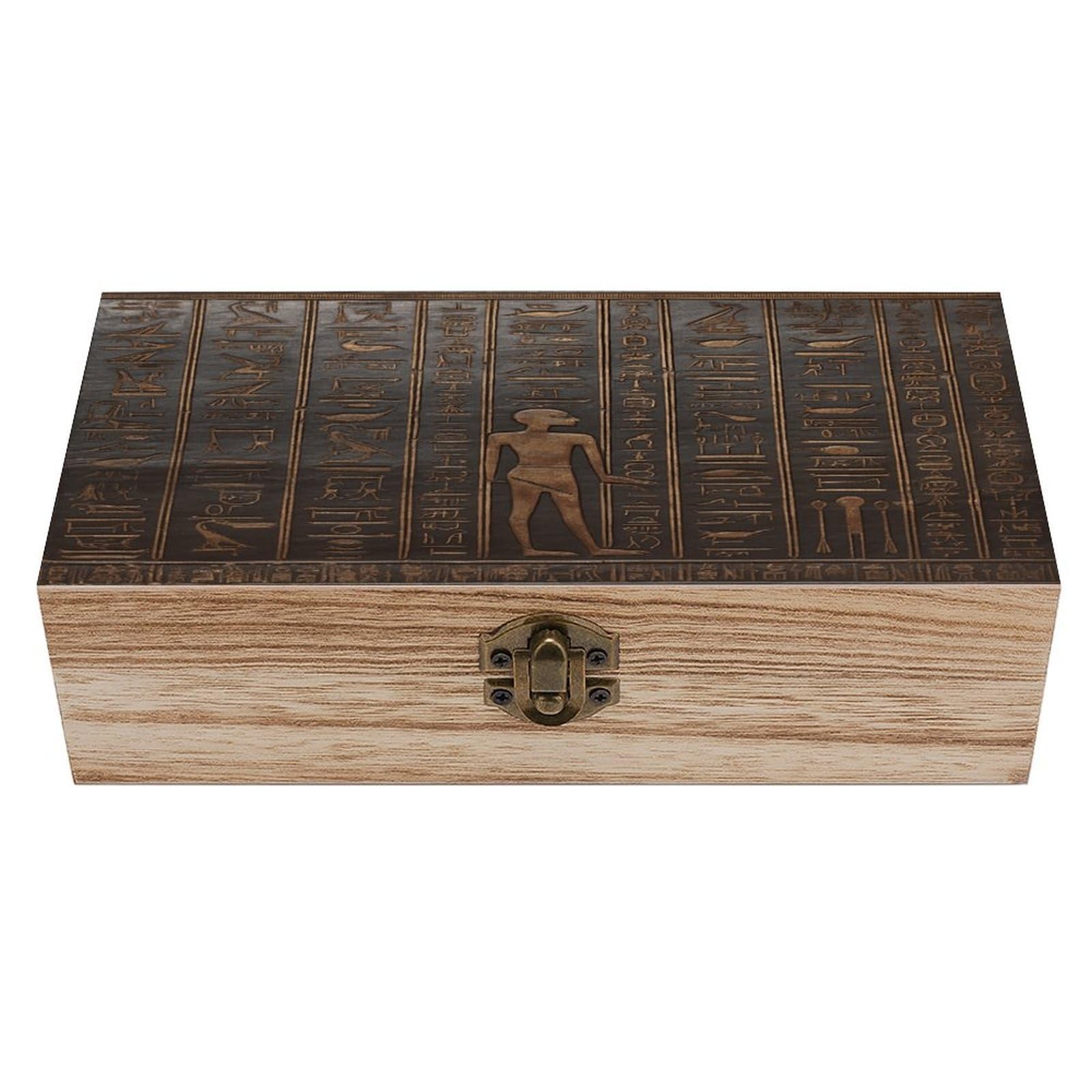 VstaDank Ancient Egyptian Hieroglyph Wooden Storage Box Decorative Jewelry Case with Lids Exquisite Wood Box Letters Gifts Acacia Wood Boxes Fashion Wooden Keepsake Boxes for Men Women