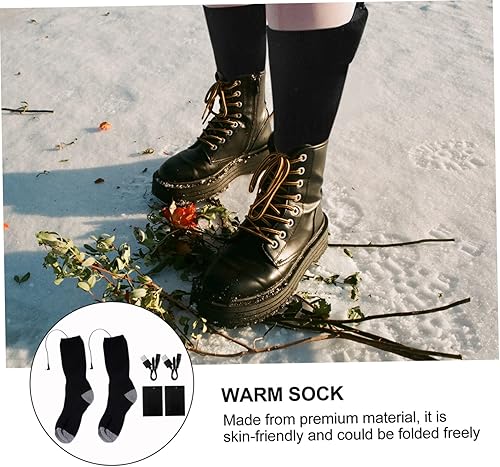 Miniatura 6 de BESPORTBLE Calcetines calefactables con batería USB Aa calentadores de pies para mujeres y hombres, calcetines de vestir eléctricos con batería