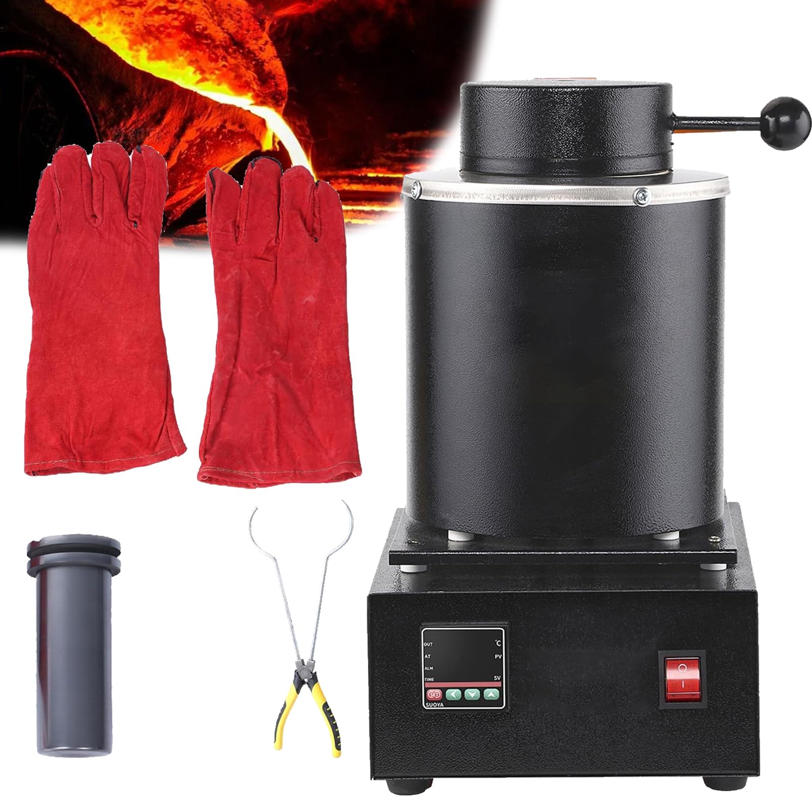 Horno eléctrico de fusión automático de 3kg para joyería y refinación de metales