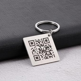 Eunigem Custom Music Keychain with Scannable QR code Music Song Code Keychains Scannable QR Code Personalized Keychains labels for storage Personalized LOGO Album Cover Song With Text Keychain
