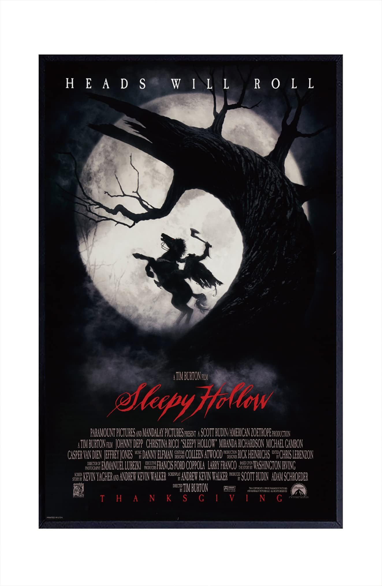 Christ-EZ Sleepy Hollow Wall Movie Poster - Matte poster Frameless Gift 11 x 17 inch(28cm x 43cm)