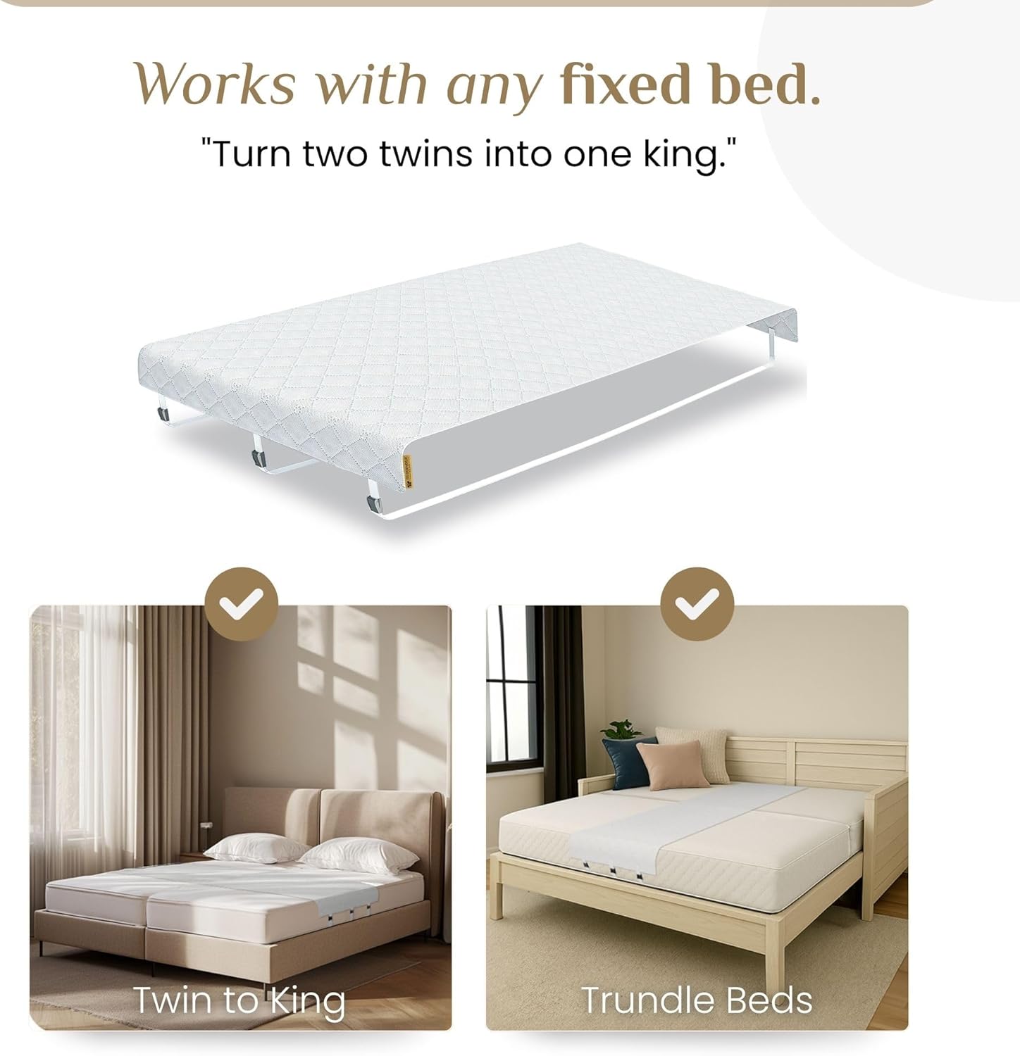 Split King Gap Filler for Adjustable Bed – Mattress Slide Stopper | Prevent Sliding with Anti-Slip Bed Bridge Connector | Keep Mattress from Sliding – Twin XL Gap Solution | Bedbinder DeLuxe®