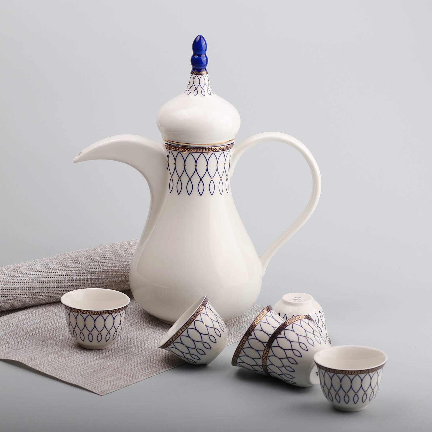 Arabic Dallah Set - 8 Pcs, Arabic Cups 