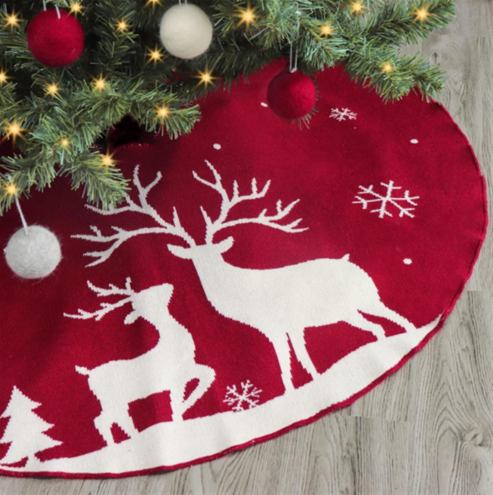 Tappeto Albero di Natale, Gonna per Albero di Natale Ornamenti per da 48 Pollici Motivo A Fiocco Neve per Decorazioni per Feste Domestiche Festa Forniture