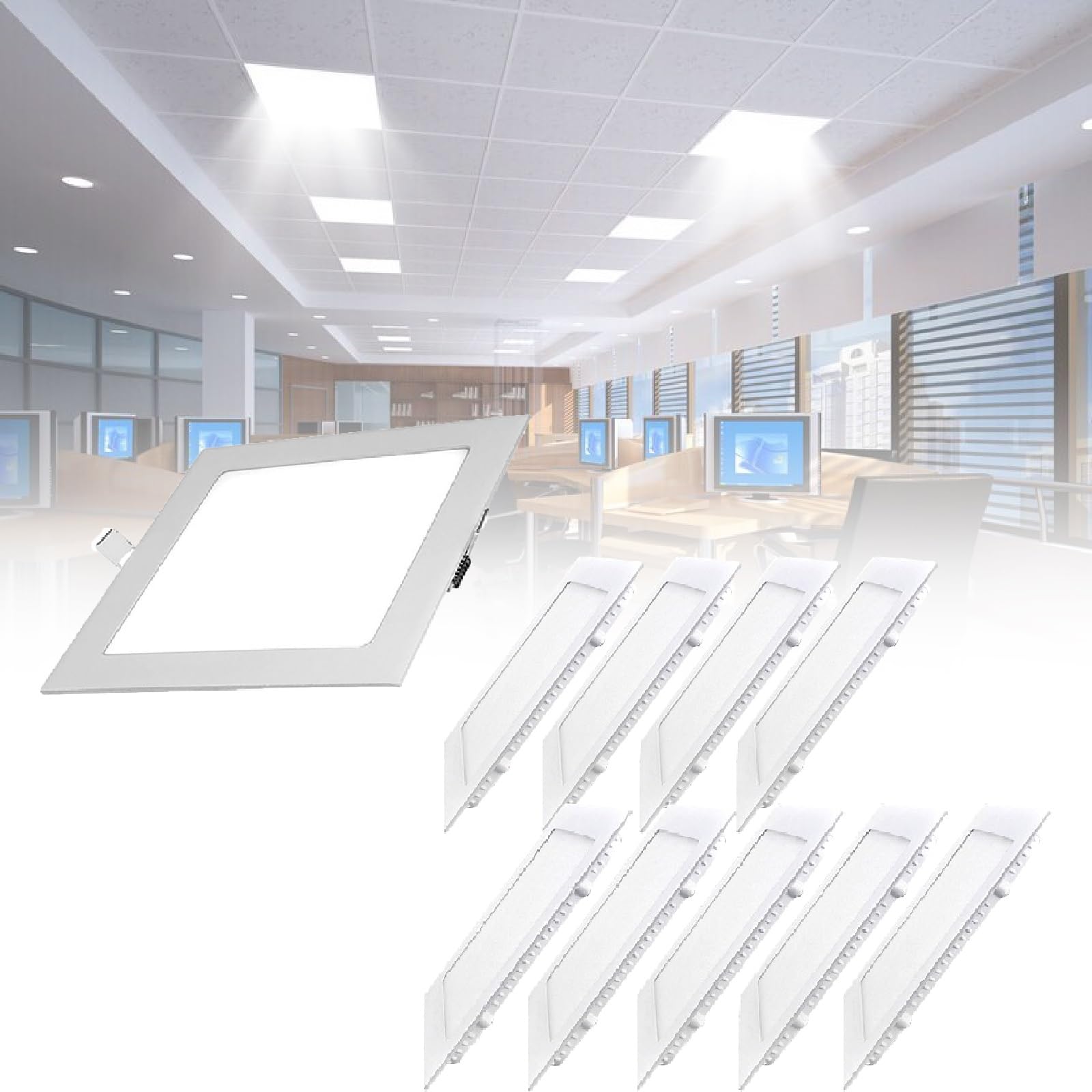 Oświetlenie Sufitowe Wpuszczane, 3 W 4-calowe Oświetlenie Sufitowe LED, 180 Lm Jasności, Panel Oświetleniowy, Oświetlenie Punktowe Z Puszką Przyłączeniową Do Sufitów, Miejsca Pracy, Biura(6000K,10Pack