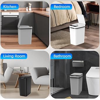 Kssvzz 3 Pack Automatic Small Bathroom Trash Can with Lid (2.5 Gallon)