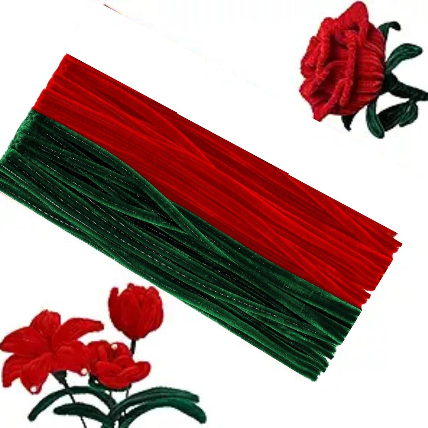 Red & Green Pipe Cleaners - 100 Count for Crafts -2