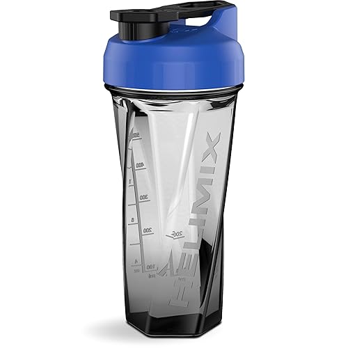 HELIMIX 2.0 Vortex Blender Shaker Bottle Holds upto 28oz | No Blending Ball or Whisk | USA Made | Portable Pre Workout Whey Protein Drink Shaker Cup | Mixes Cocktails Smoothies Shakes | Top Rack Safe - Blue - 28 Ounces