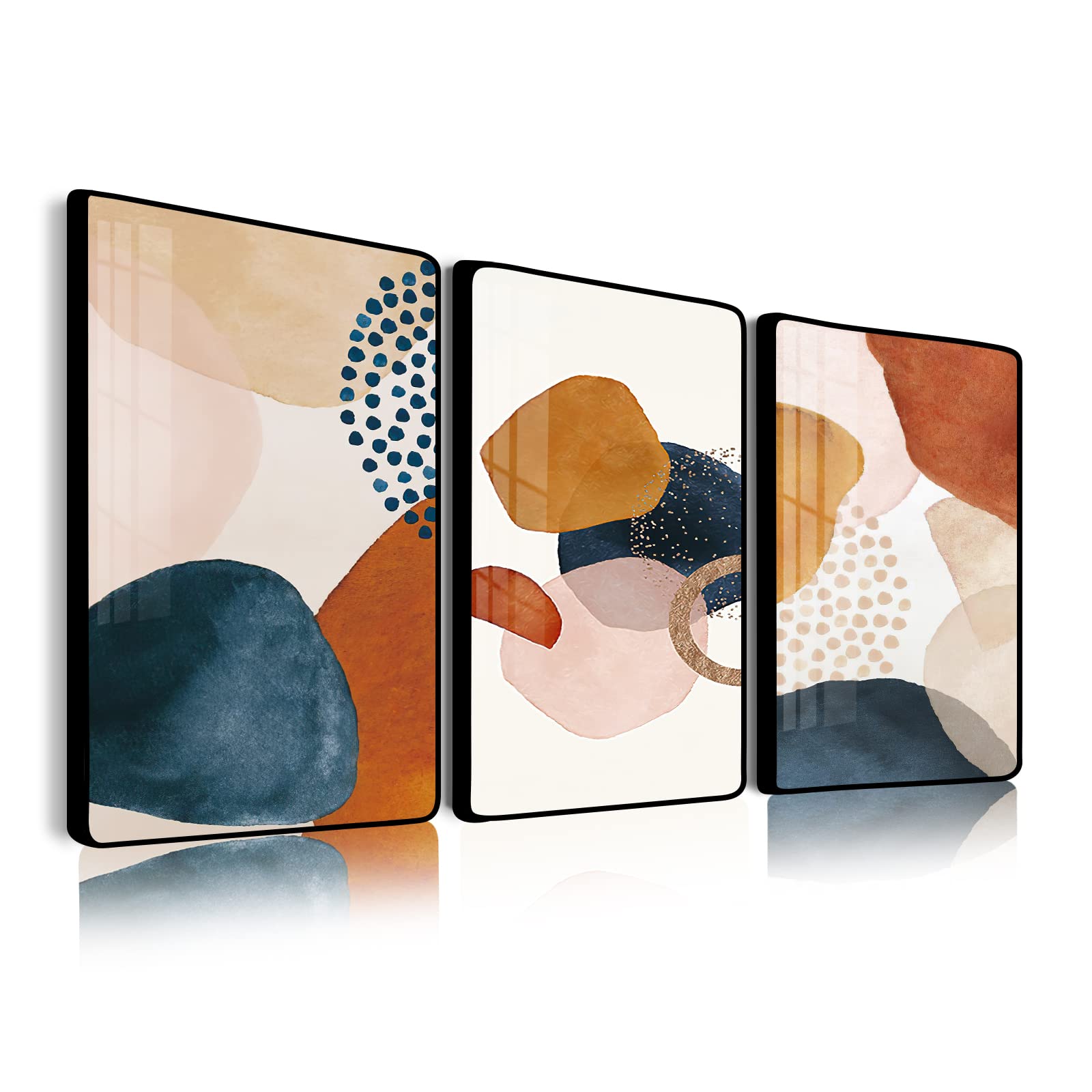 SERIMINO Framed Abstract Wall Art for Living Room Boho Wall Decor Navy