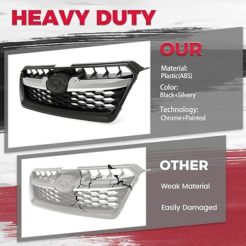 Miniatura 7 de HECASA Parrilla delantera compatible con Subaru Impreza 20112 2013 2014 91122FJ000 SU1200158 Conjunto de parrilla de parachoques negro+plateado