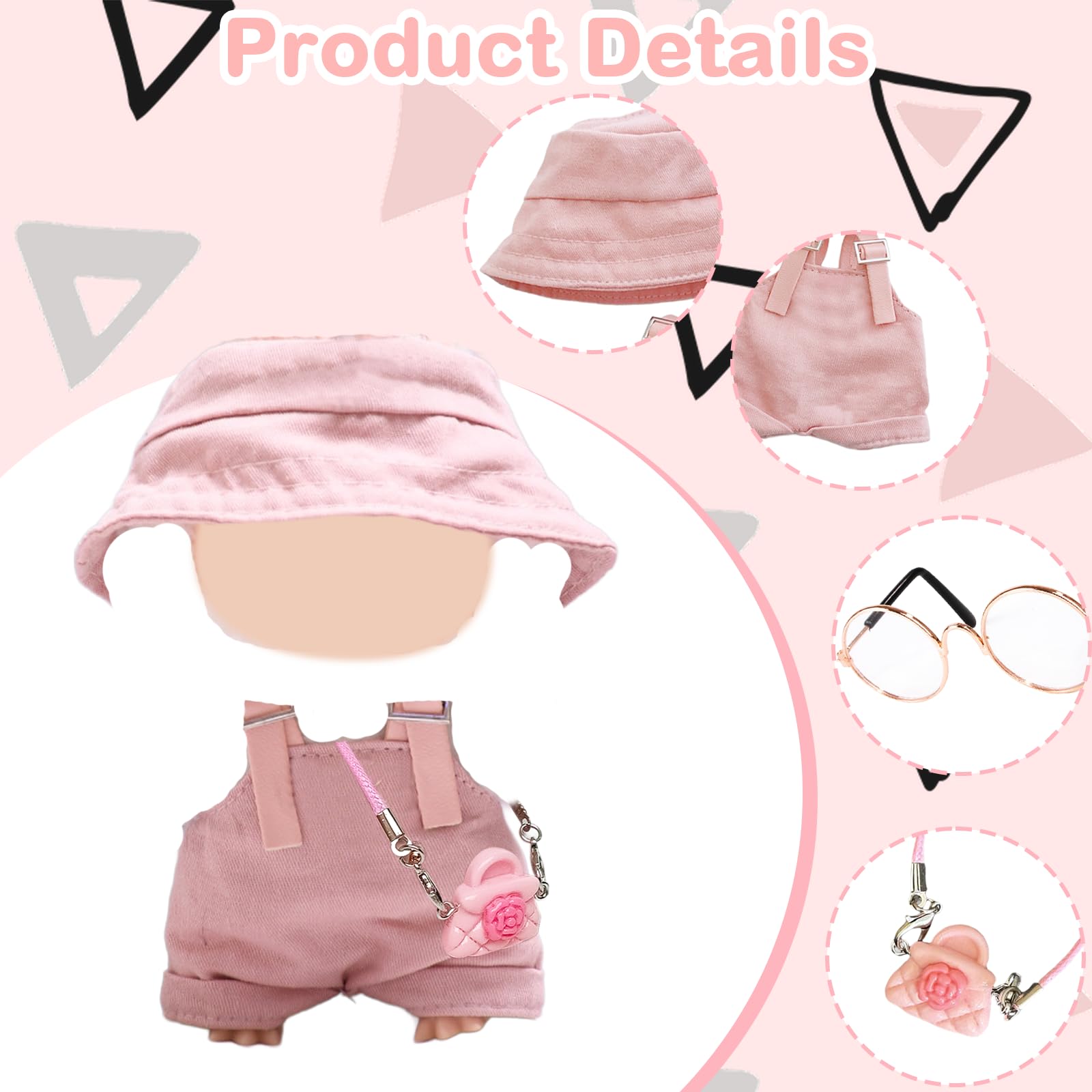 Conjunto De Ropa Para Muñeca De 17 Cm – Mono Con Tirantes Ajustables, Gorro, Gafas Y Colgante De Palomitas (Muñeca No Incluida)