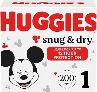 HUGGIES Diapers Size 1 - Huggies Snug & Dry Disposable Baby HUGGIES Diapers, 200ct, One Month Supply