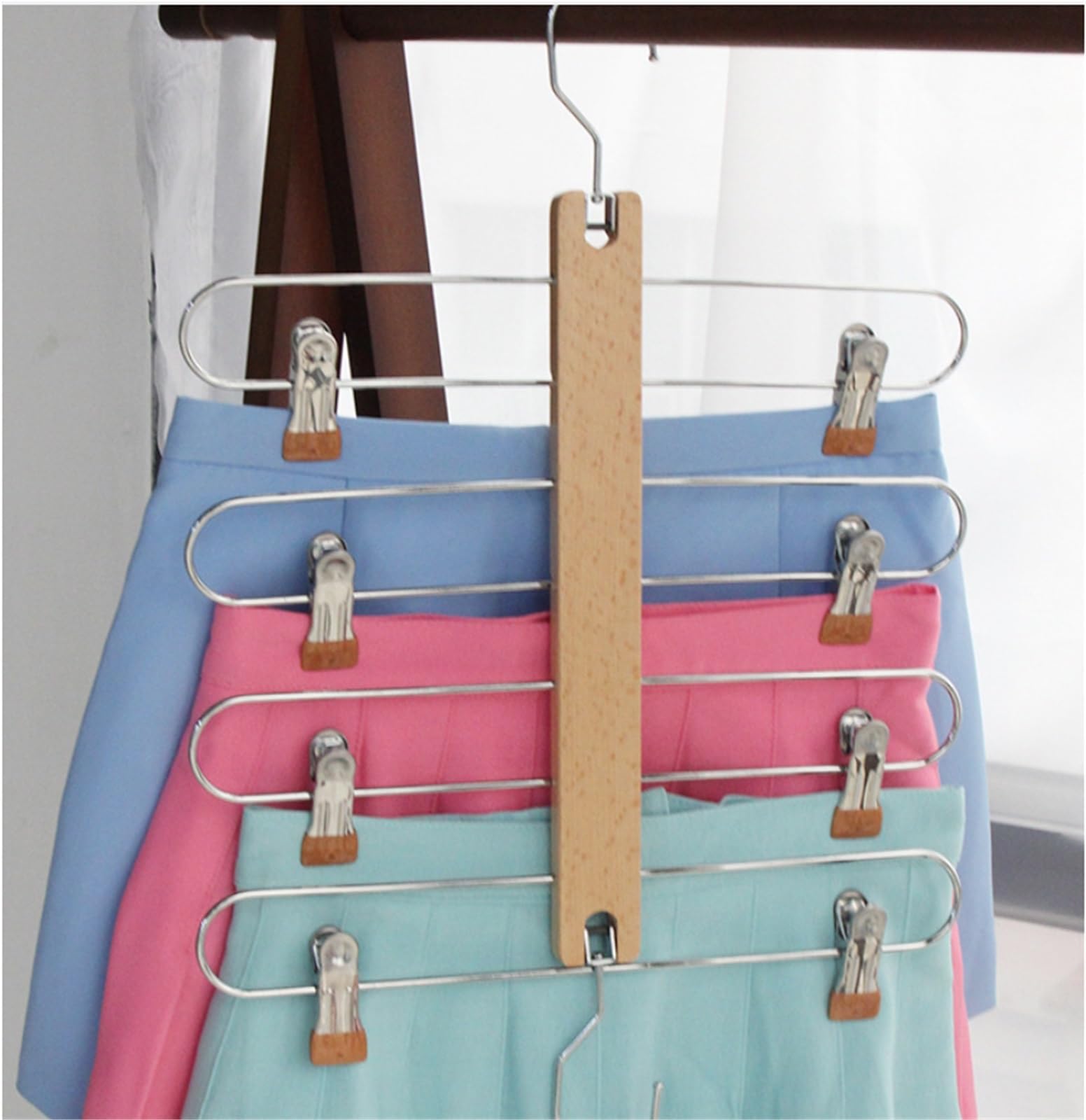Perchas Armario Vestidor Percha Que Ahorra Espacio con Clips Y Ganchos Giratorios De 360° Duraderas Ahorra Espacio