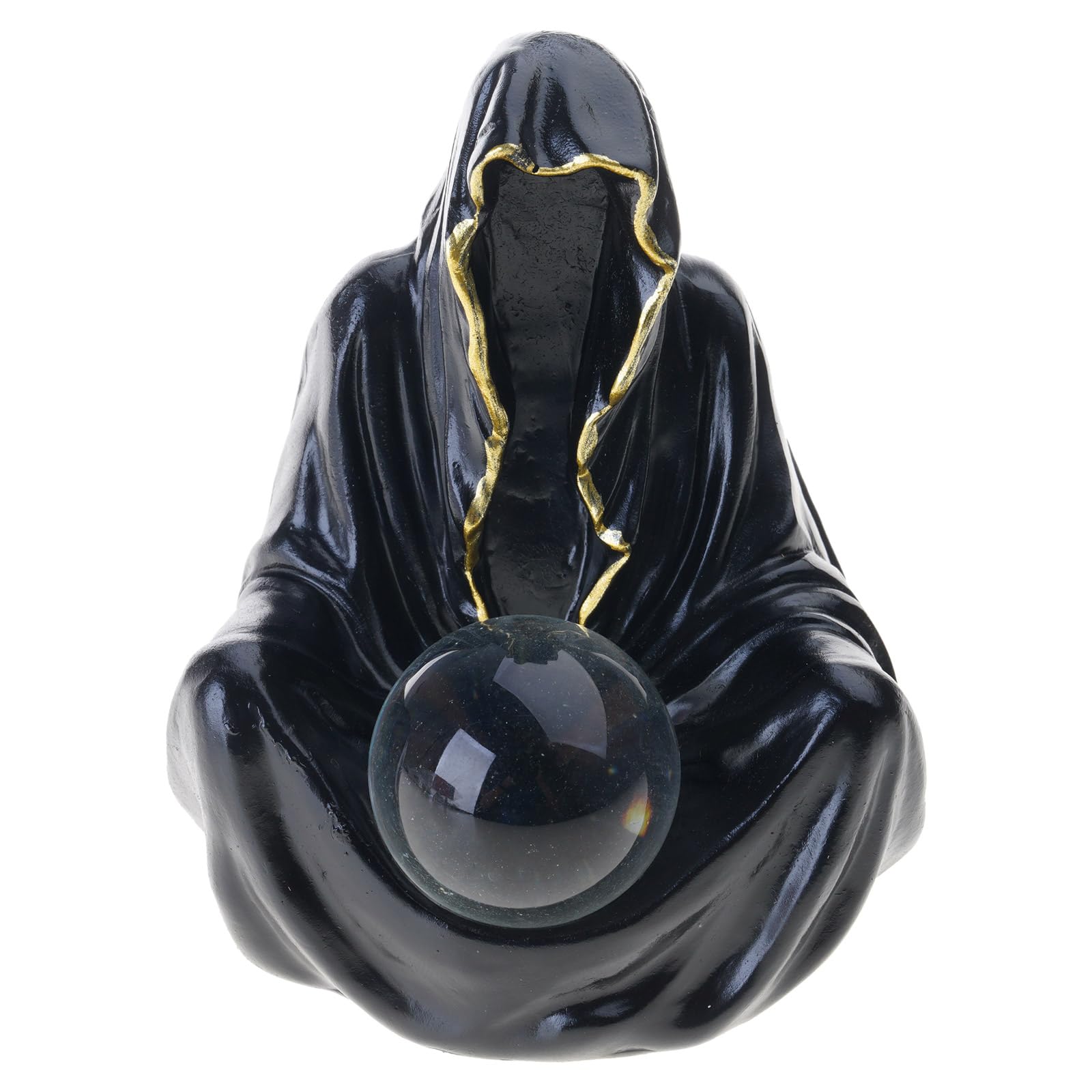 Resins Halloween Death God Statue with Crystal Ball Globes and Floating Bats Design Festives Tabletop Decors Ornament Halloween Death God Crystal Ball
