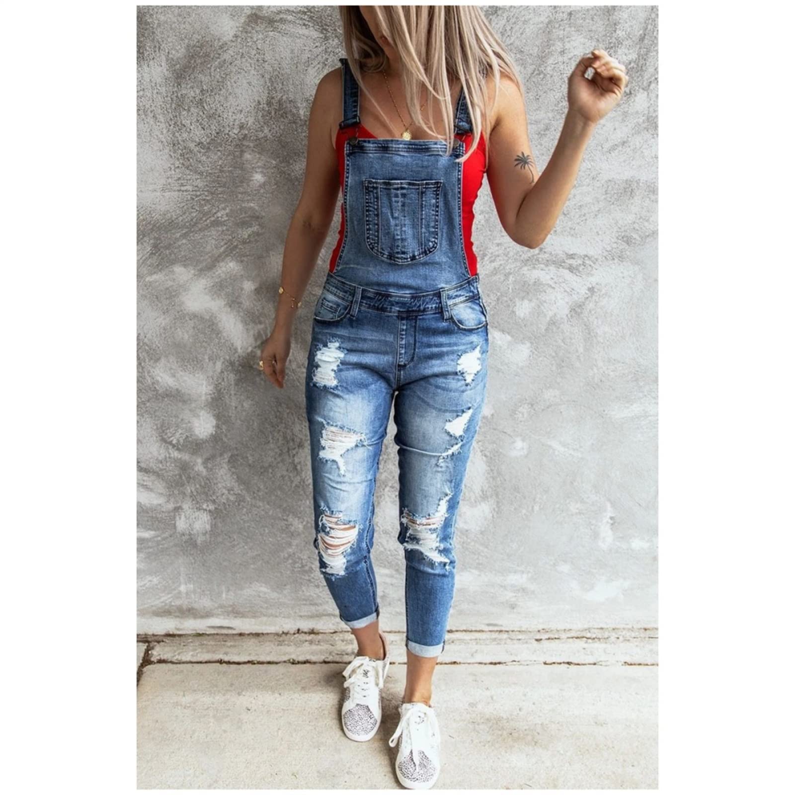 Pantalones Vaqueros Elásticos Ajustados Perforados A La Moda para Mujer De Otoño E Invierno