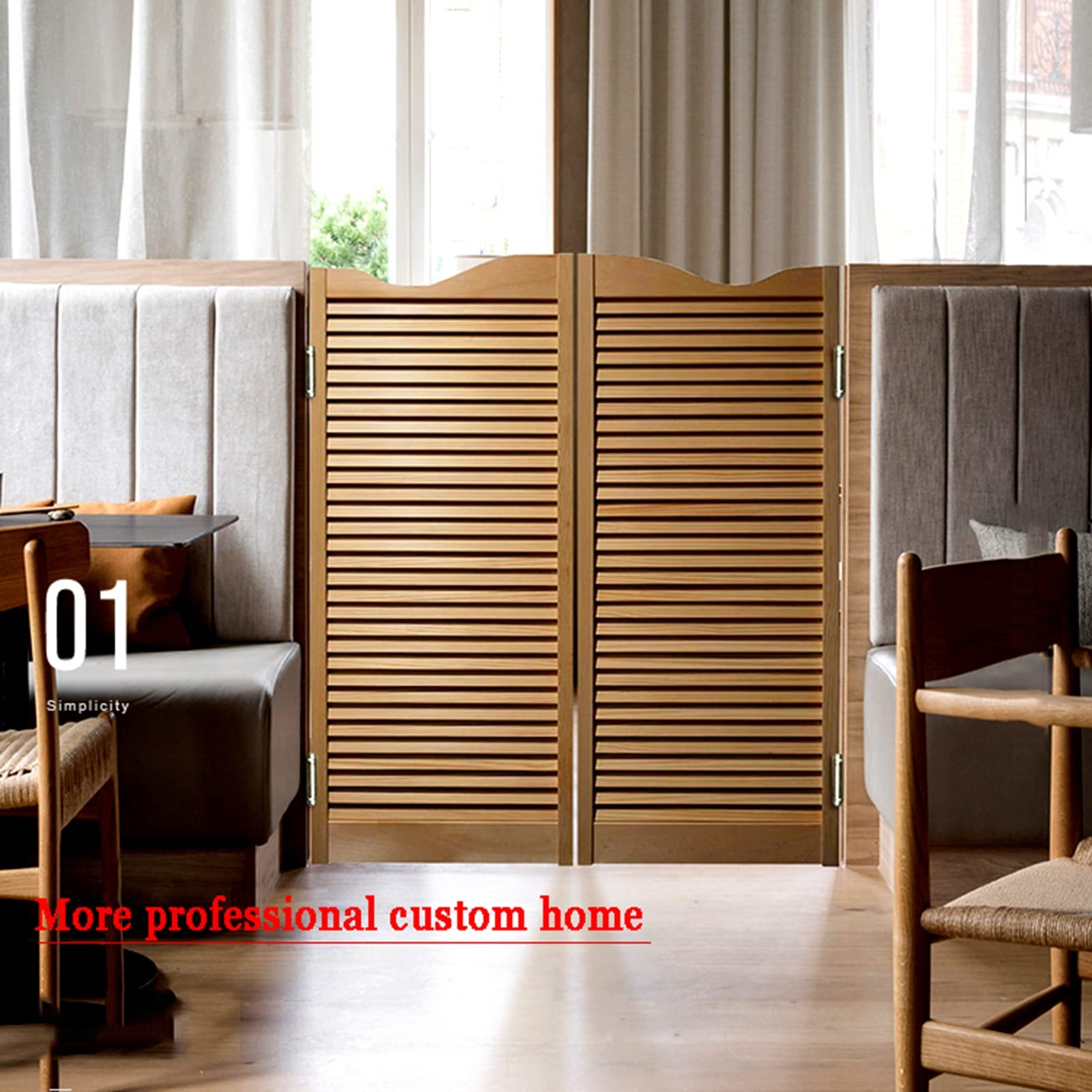 Portes Battantes,Porte Battante De Volet,Porte De Cow-Boy En Bois Massif Cloison De Porte Bar Cuisine Fermeture Automatique Clôture Demi-Taille Porte,Taille Personnalisée,B,W90xH70cm(35x27.5in)