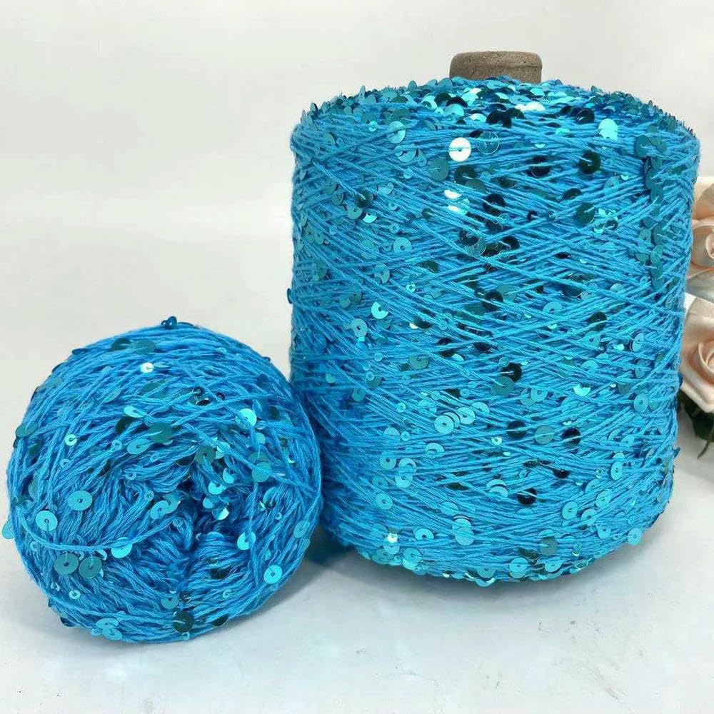 500 g bawełniana przędza cekinowa 6 mm 3 mm cekinowa przędza dziewiarska, luksusowa miękka lina brokatowa, materiał DIY
