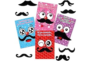 Valentine's Cards with Funny Mustaches and Envelopes for Kids Classroom Party Favors 28 Pack