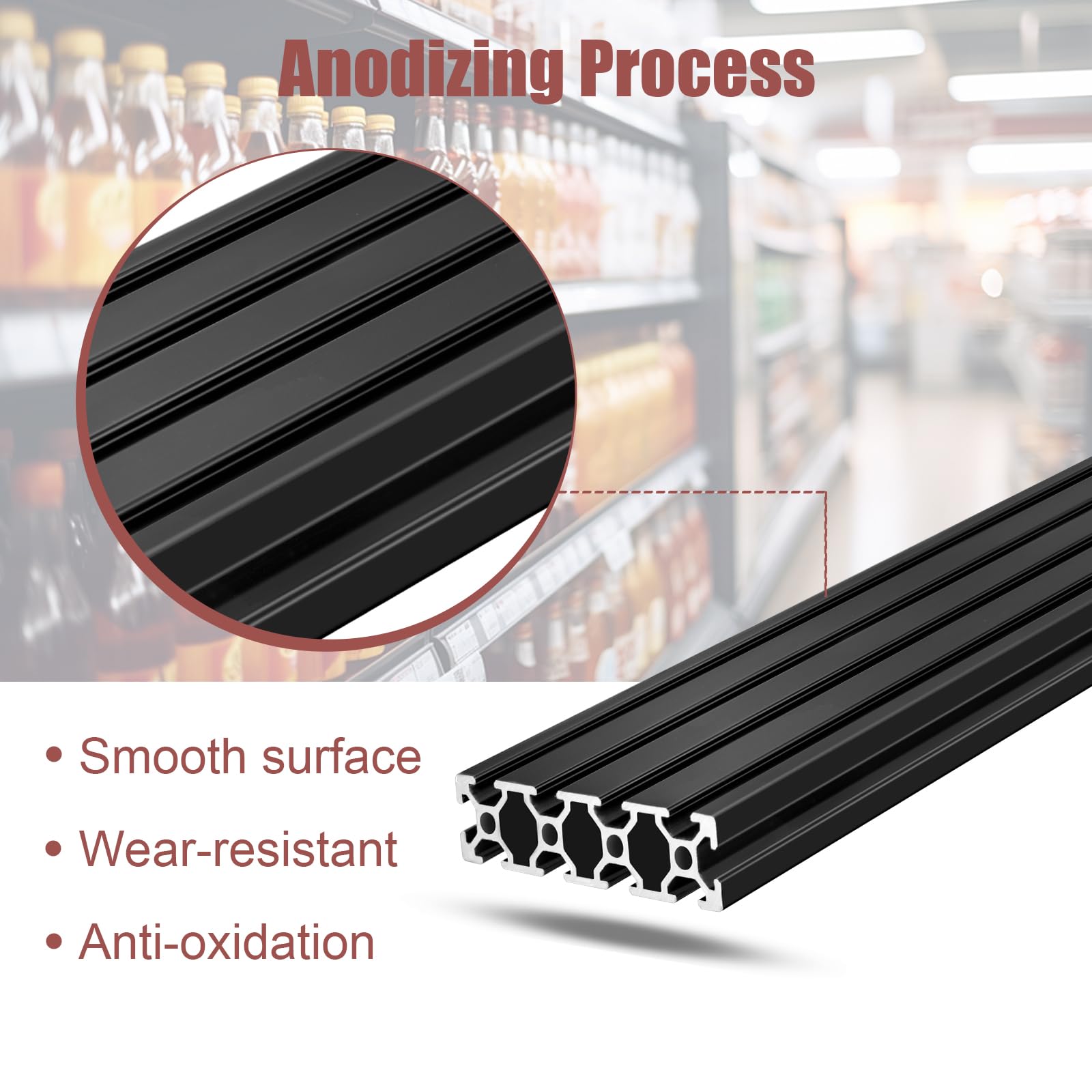 QNK 2pcs 1220mm(48") T Slot 2080 Aluminum Extrusion (Black) — Amazon image 4