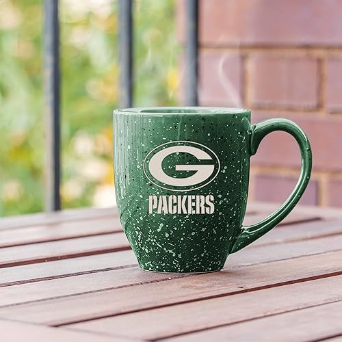Miniatura 281 de Rico Industries, NFL Football - Taza de café de 16 oz de cerámica moteada, grabada con láser y de color de los equipos de fútbol americano de la NFL