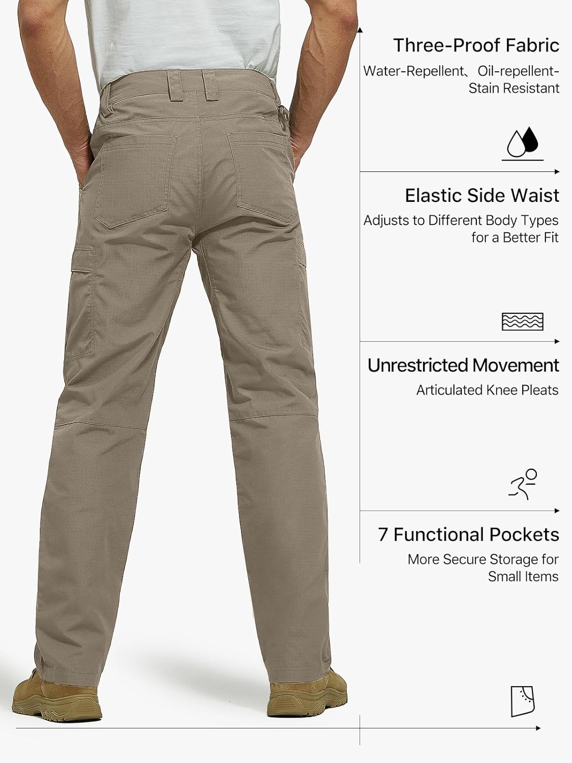 FREE SOLDIER Men's Cargo Pants Water Resistant Ripstop Tactical Pants for Men Work Pants Lightweight Outdoor Hiking Pants Men - Image 4