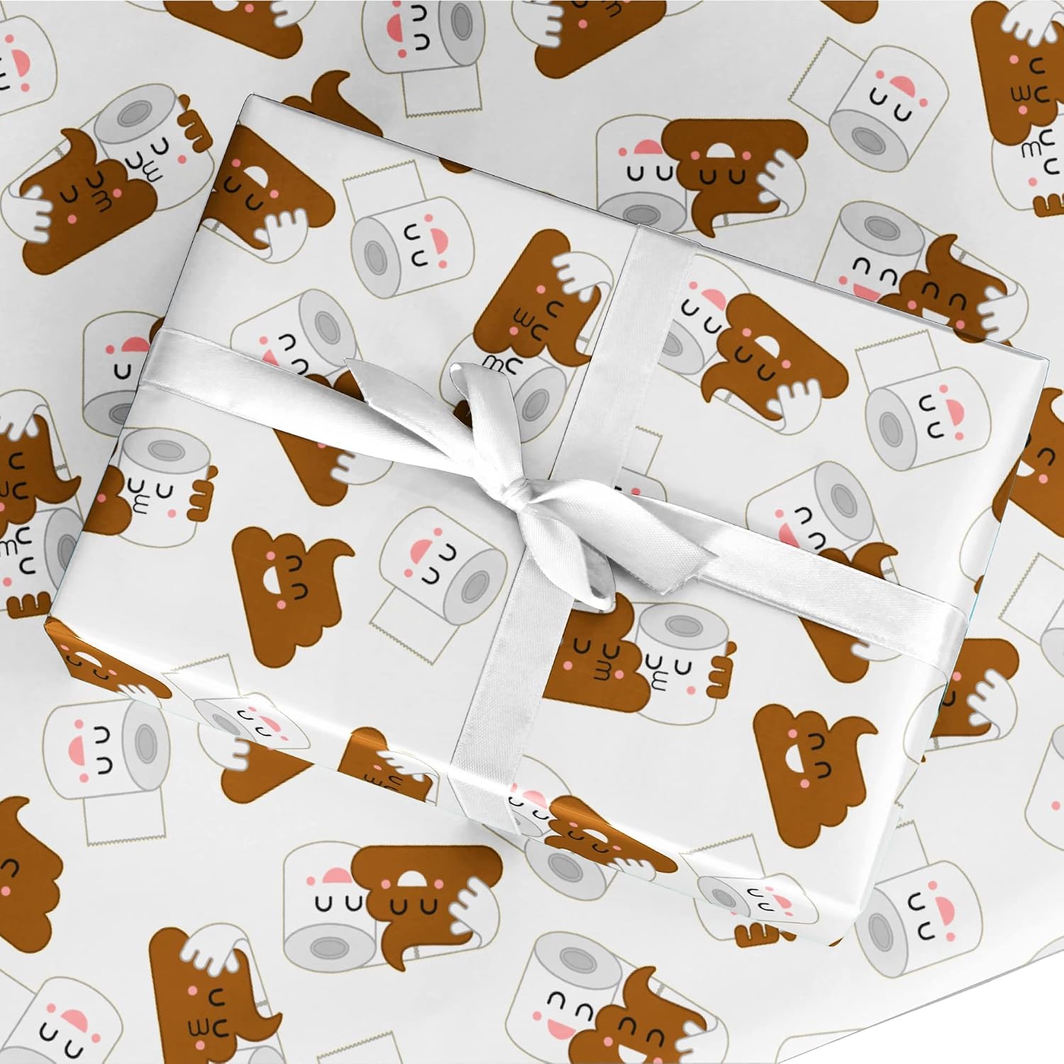 Gift Wrapping Paper 30" x 84" Sheet Vintage Style (Poop Emoji)