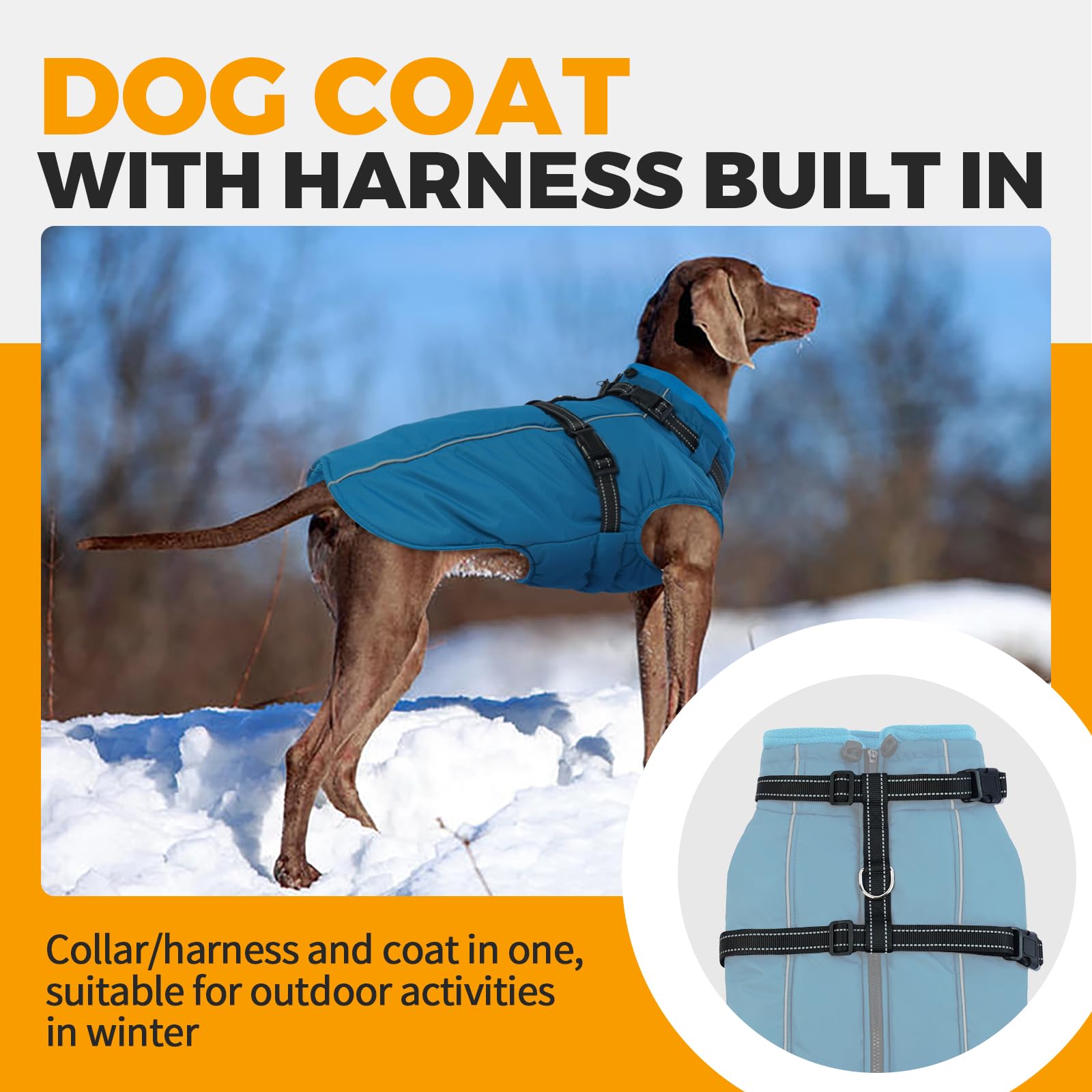 Lelepet Abrigo para Perro, Abrigo para Perro con arnés Integrado, Abrigo de Invierno cálido para Perro, Chaqueta Impermeable para Perro con arnés, Abrigos para Clima frío, Chaleco Grueso de Forro