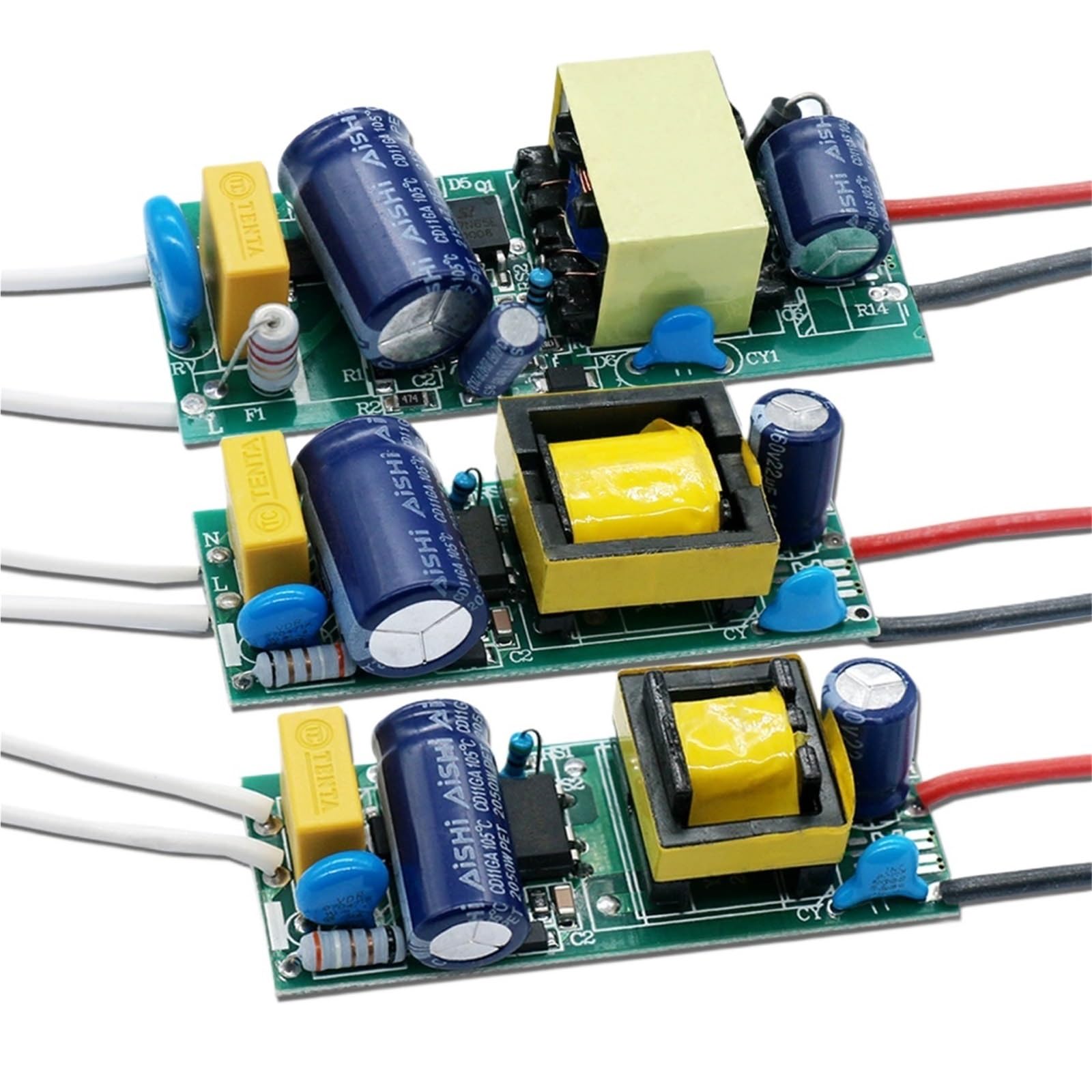 LED Driver 220V Power Supply 1-3W 4-7W 8-12W 15W 18W 24W 25W 30W 36W 300mA with Built-in Transformer Module Board(12-18W DC36-65V,Output 180-200mA)