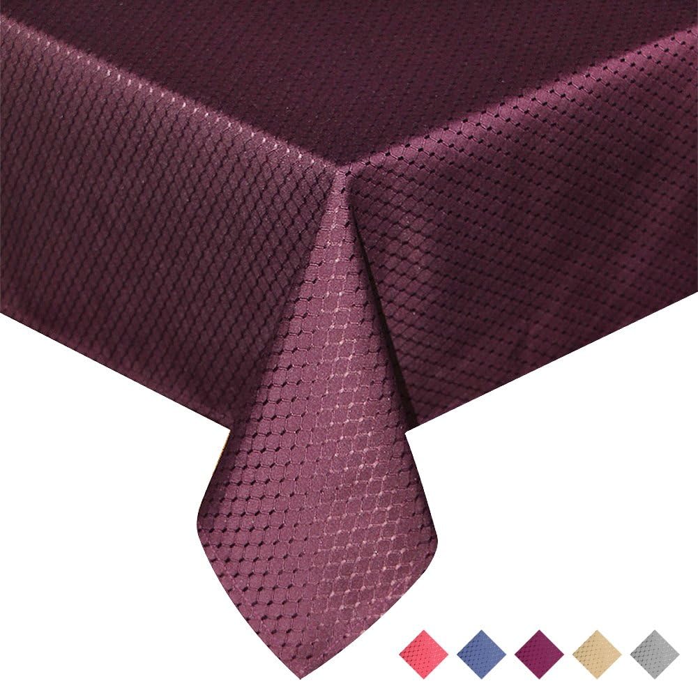 ColorBird Elegant Waffle Jacquard Tablecloth Waterproof Table Cover for Kitchen Dinning Tabletop Decor (Rectangle/Oblong, 60 x 84 Inch, Purple)