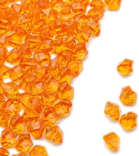 PMLAND Bolsa de 180 piezas de acrílico para relleno de jarrón, mesa, esparcir, fiesta, boda, manualidades, decoración y exhibición, color naranja