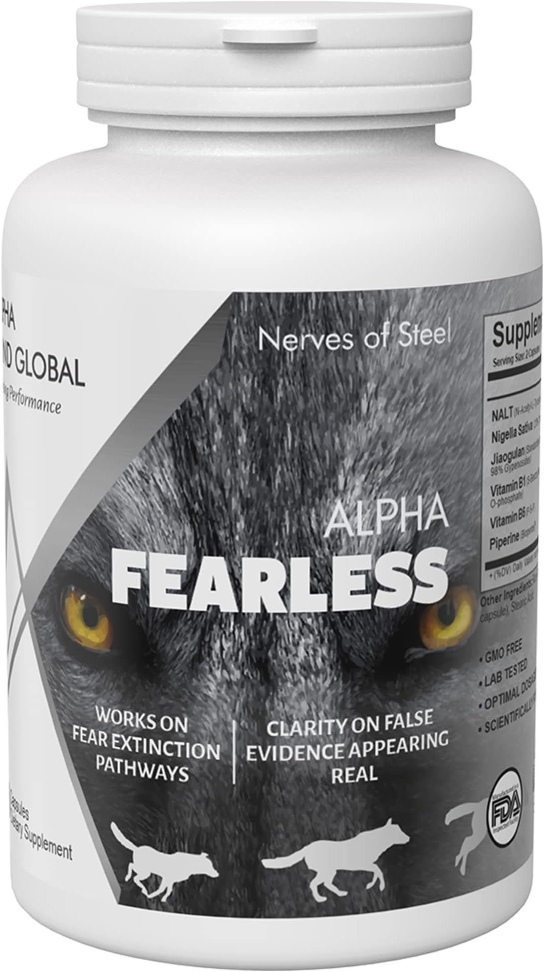 Alpha Fearless Capsule | Made with NALT, N-Acetyl-L-Tyrosine, Nigella Sativa, Kalonji extract, Jiaogulan extract, Gynostemma Pentaphyllum | Helps to Reduce Anxiety & Filter out imagined fears from real | 60 Cap.