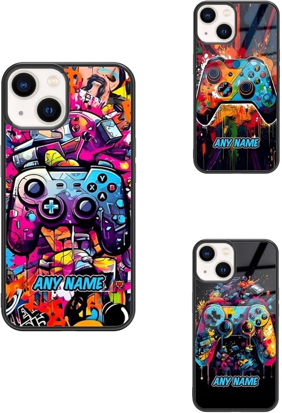 Custom Name Cool Gamer Gaming Phone Case for iPhone 16 15 14 13 12 11 8 7 XR X XS Pro Max Plus Mini SE Case for Teen Boys Kids Boys Men (Gaming B)