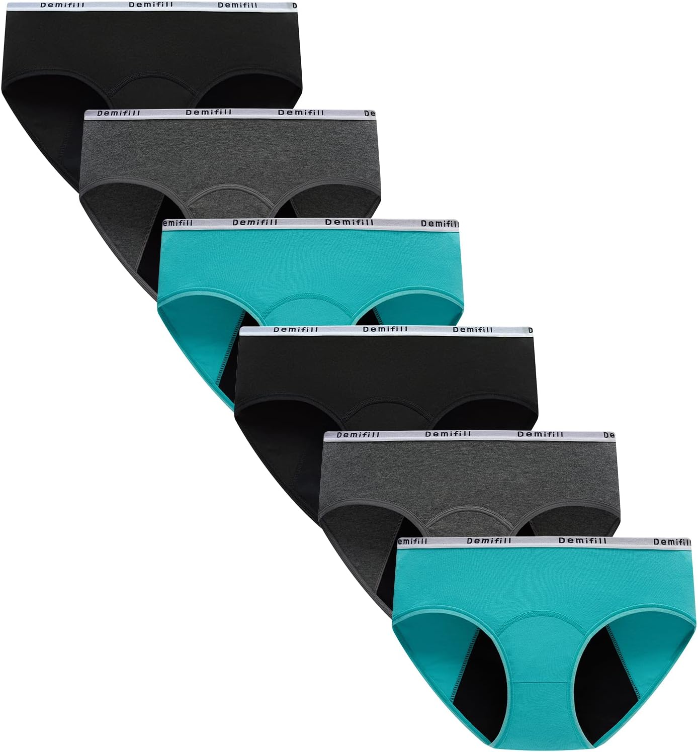 Demifill Teen Girls Period Panties Juniors First Period Starter Underwear Soft Briefs Pack of 6 Multipack