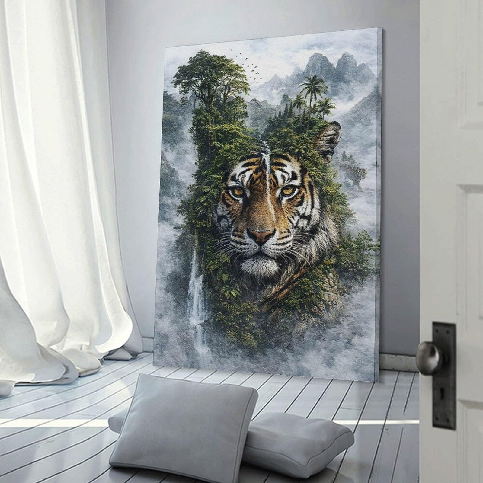 Junmoney The Regal Guardian of The Jungle Wall Picture Print, 24x36inch(60x90cm), for New Home Styling, Lounge Or Bedroom, Home Artwork for Modern Interiors